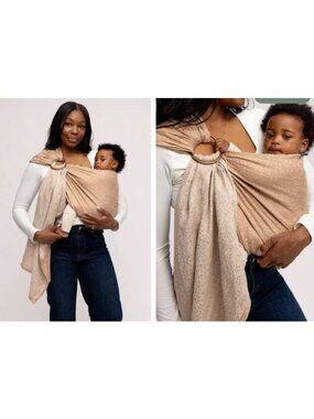 Wildbird Fawn 100% Linen Ring Sling Baby Wearing Dots/Spots Linen Brown Cream